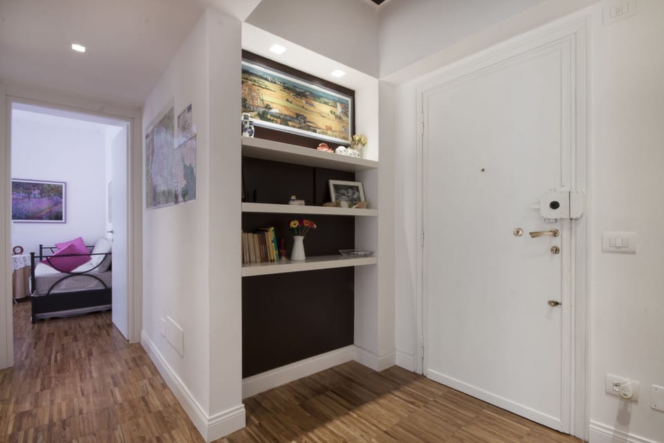 Shelves and bookcase with guidebooks