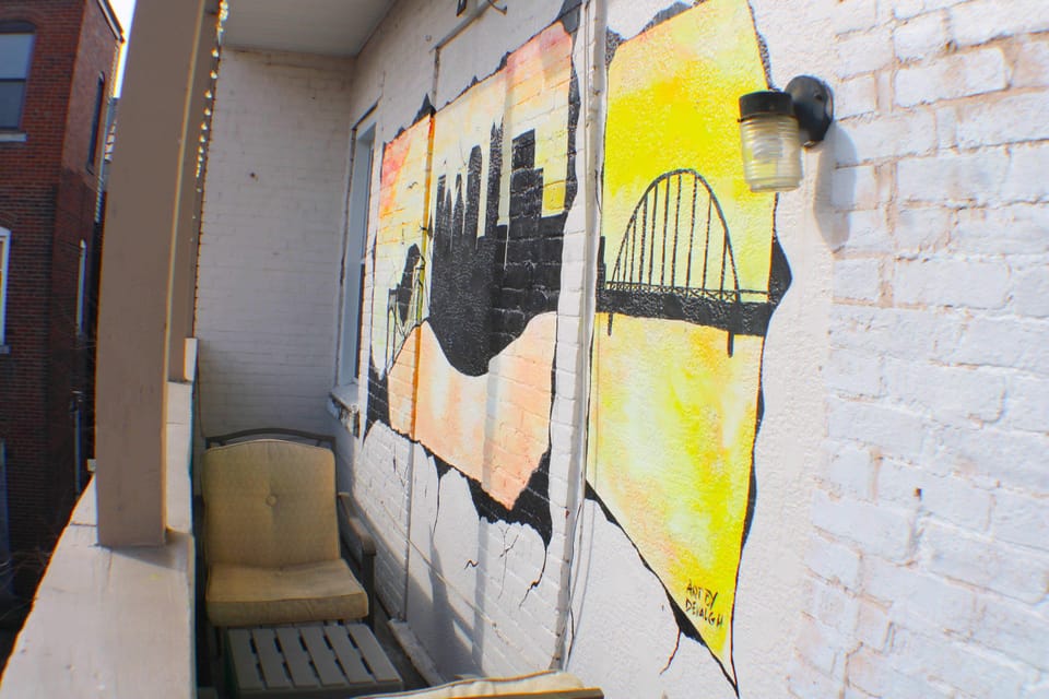 Outdoor Patio with Pittsburgh Mural Great for Photos