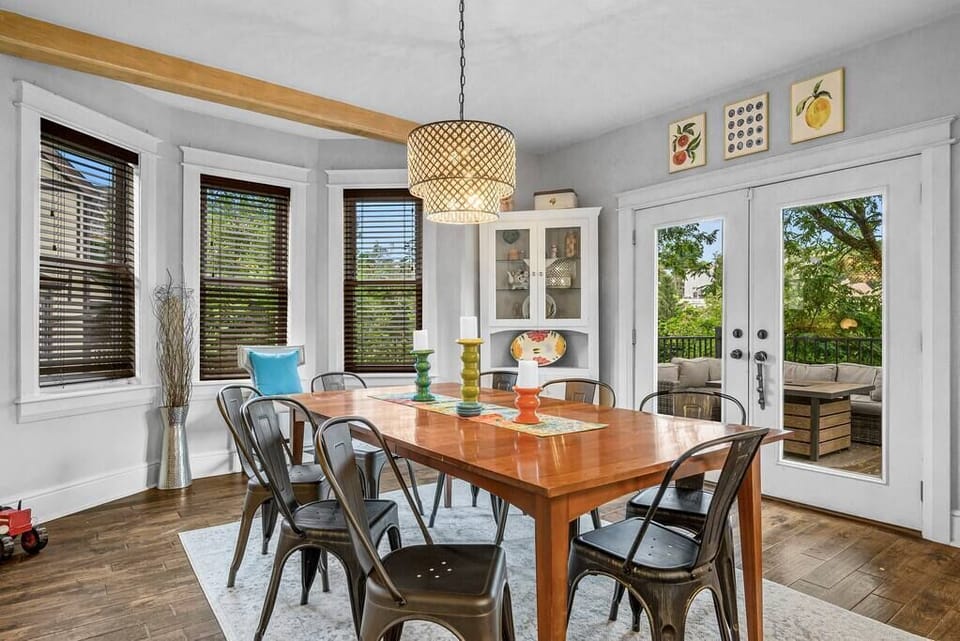 This dining area looks walks directly out to the rear deck where there is a large sectional, offering great flow between the two spaces
