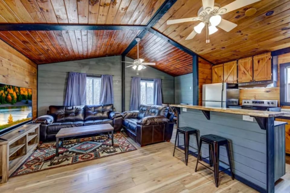 Open-concept front room with smart-tv