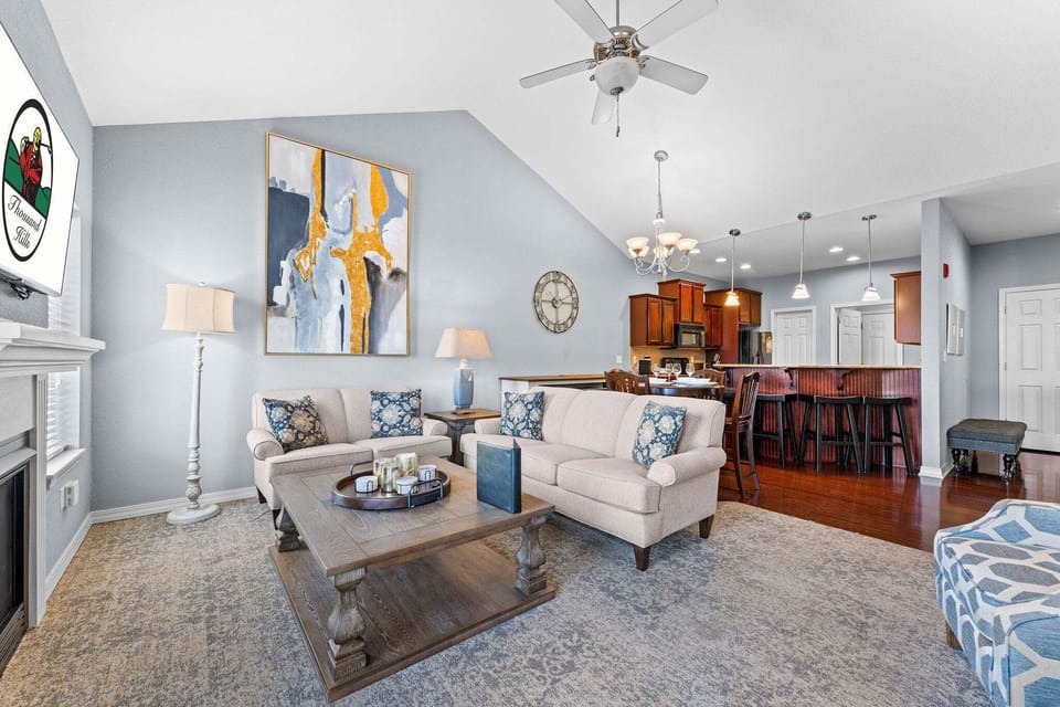 Comfortable Living Space with Seasonal Fireplace, Cable TV, WiFI, Sleeper Sofa, Deck Access