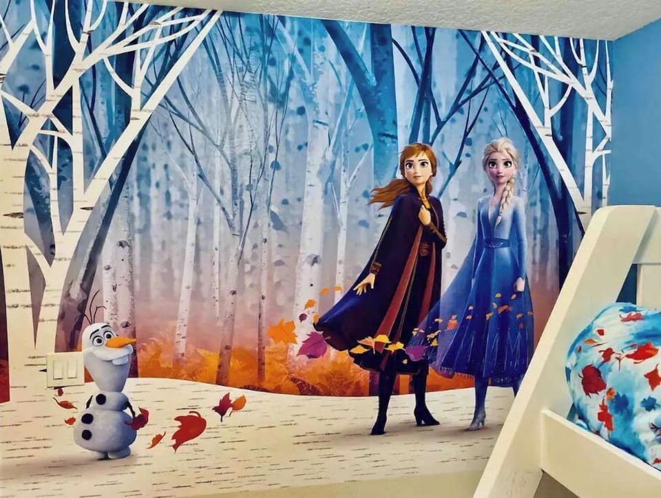 The frozen room sleeps 3 kids. 