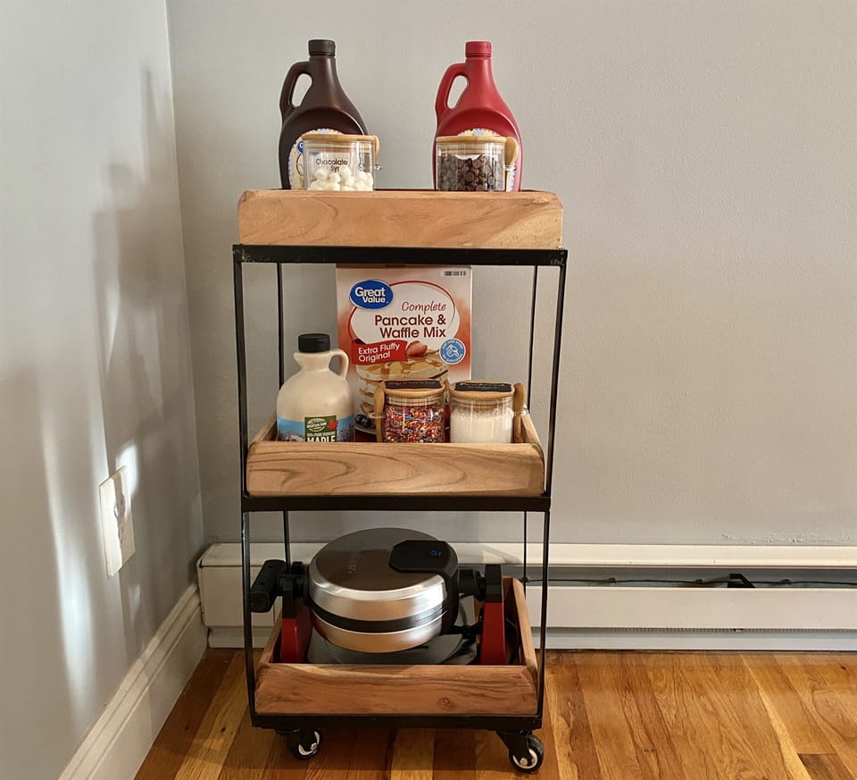 Waffle bar for breakfast the next morning until you get groceries