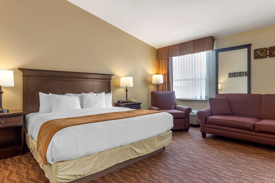 Suite, 1 King Bed, Non Smoking, Jetted Tub | Blackout drapes, soundproofing, iron/ironing board