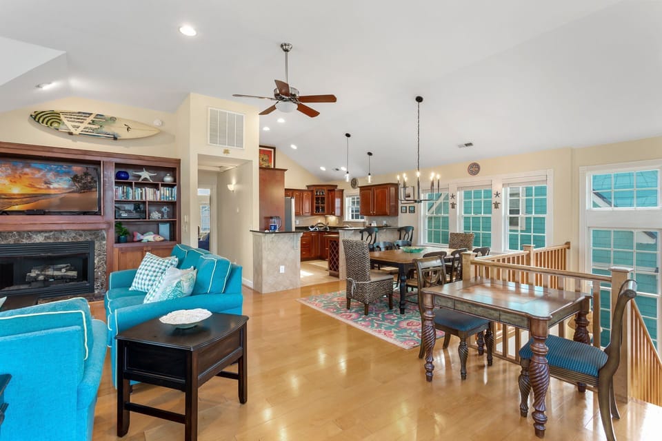 The open-concept Top Level keeps everyone enjoying their stay.