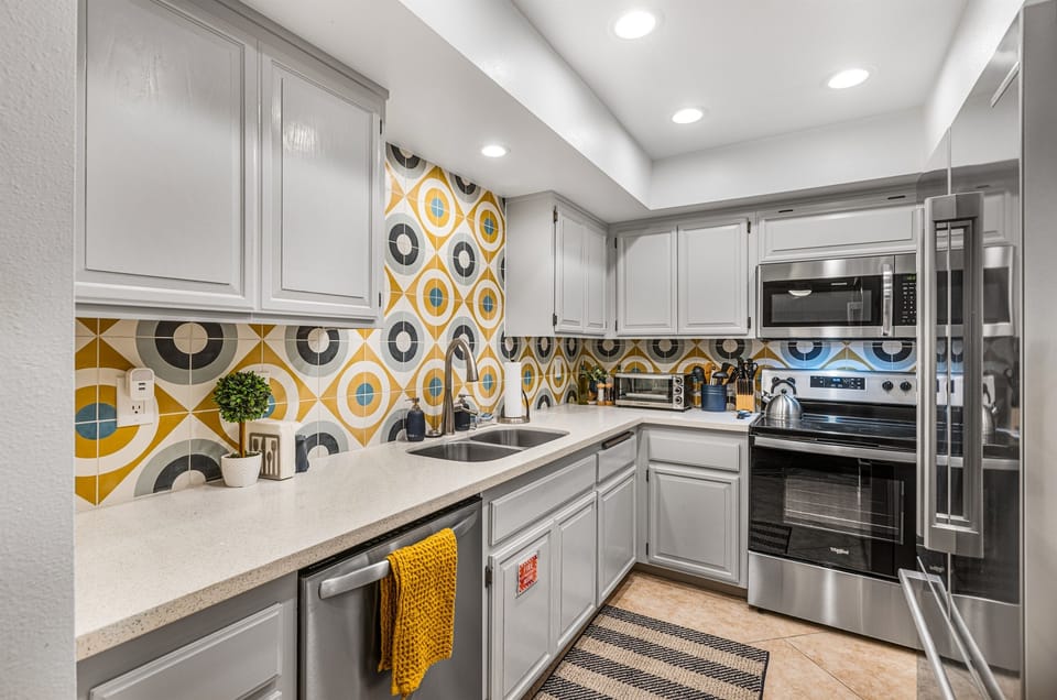 Plenty of counter space and amenities to make cooking easy.