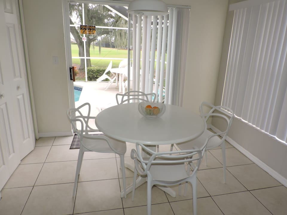 Breakfast table with pool view