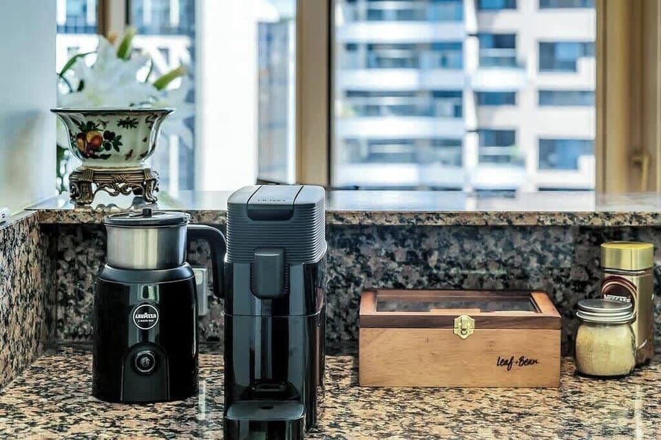 Kitchen facilities with electric stove and oven, microwave, fridge / freezer, dishwasher, coffee machine, milk warmer, kettle, toaster, all cook-ware and cutlery provided.