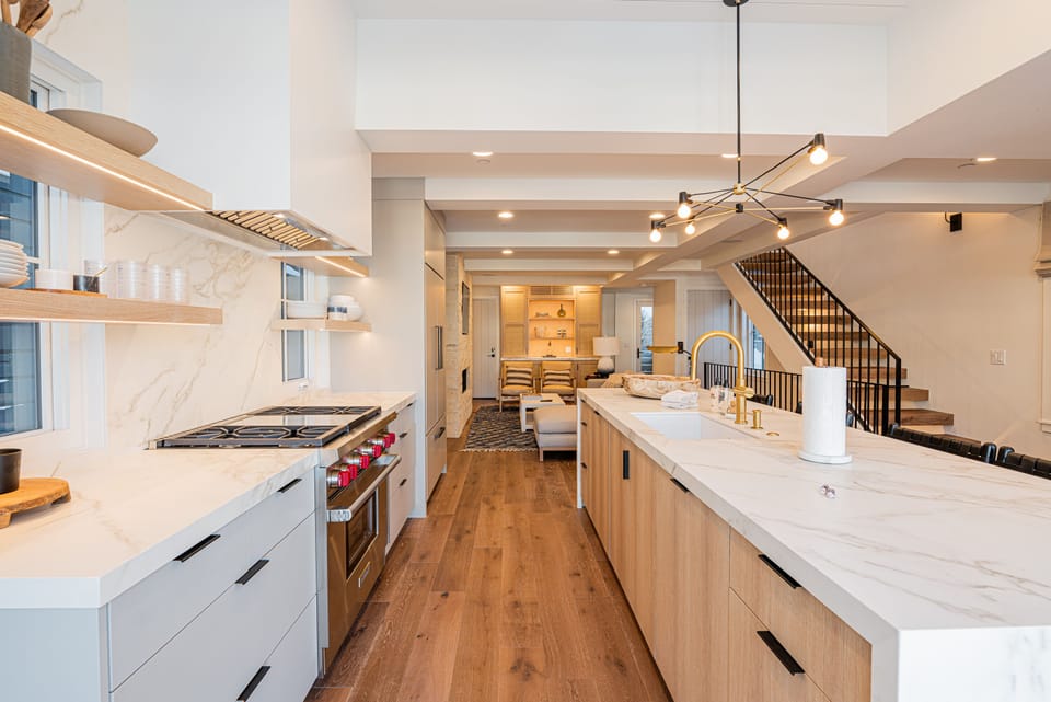 Fully equipped gourmet kitchen featuring and spacious island with seating for four