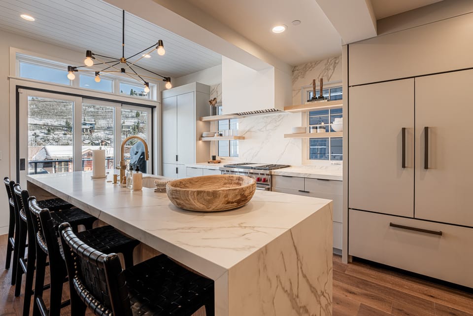 Fully equipped gourmet kitchen featuring and spacious island with seating for four