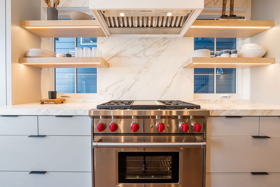 Fully equipped gourmet kitchen featuring and spacious island with seating for four