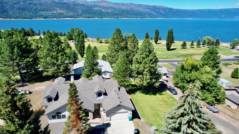 Front of home with Lake Cascade in background