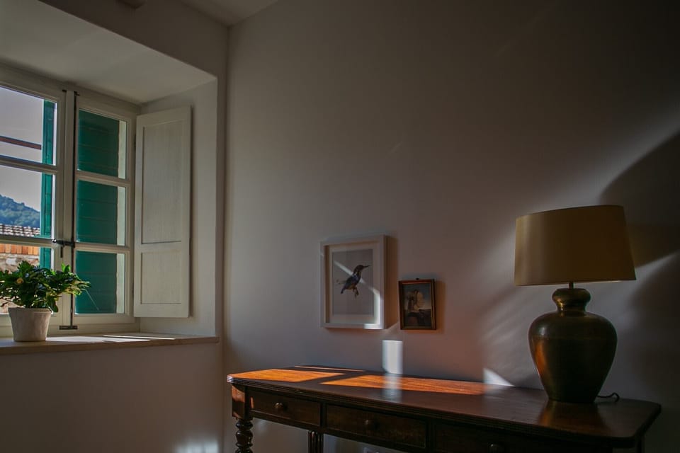 The study has an antique desk