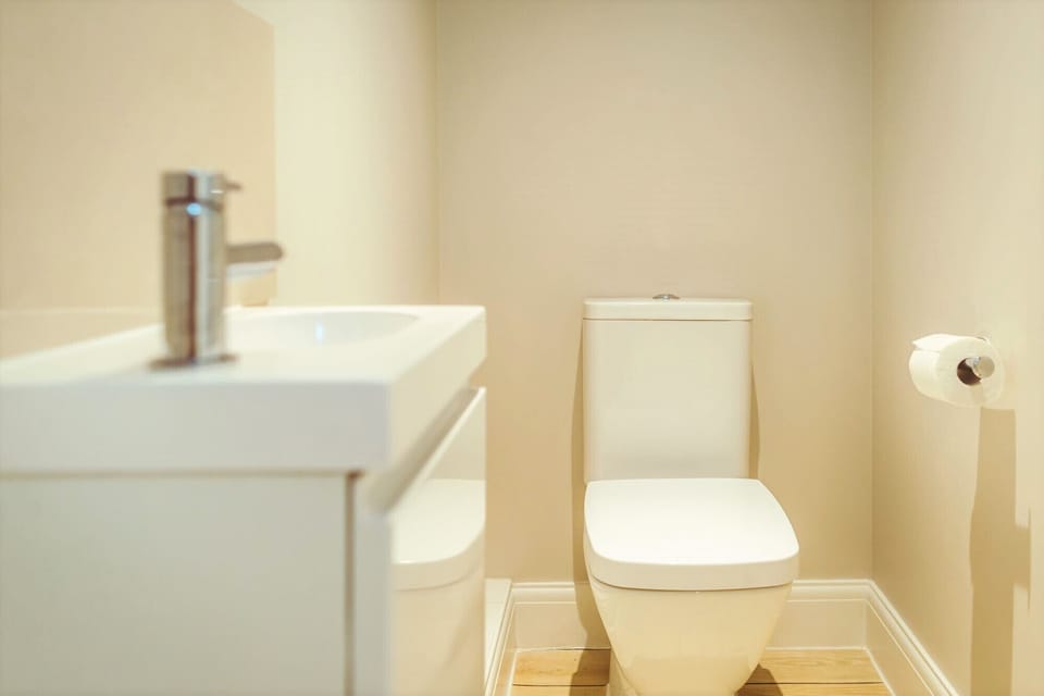 Toilet on first floor (living space floor)