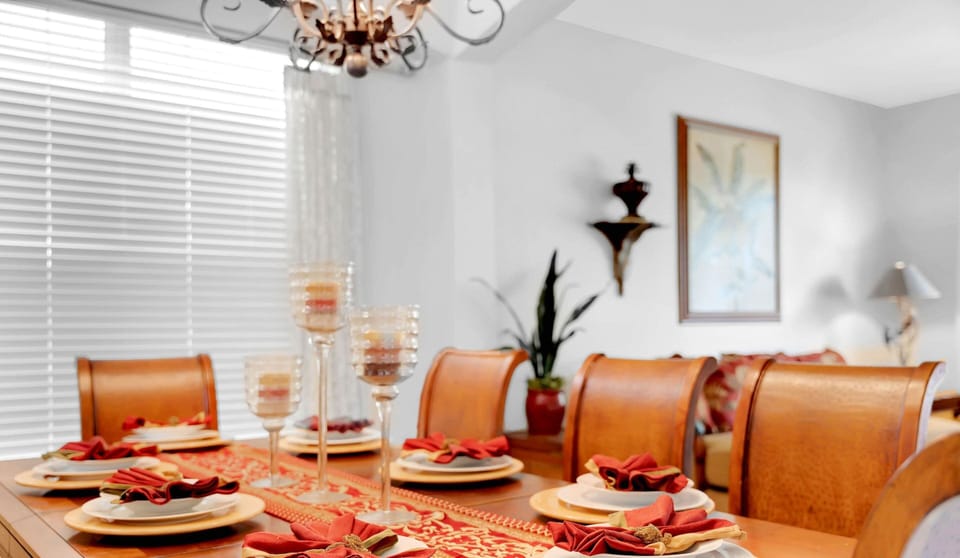 Enjoy a comfortable sit-down meal at home together.