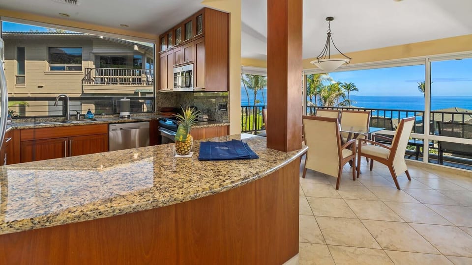Kapalua Bay Villas #17B2 - Ocean View Kitchen & Dining Room - Parrish Maui