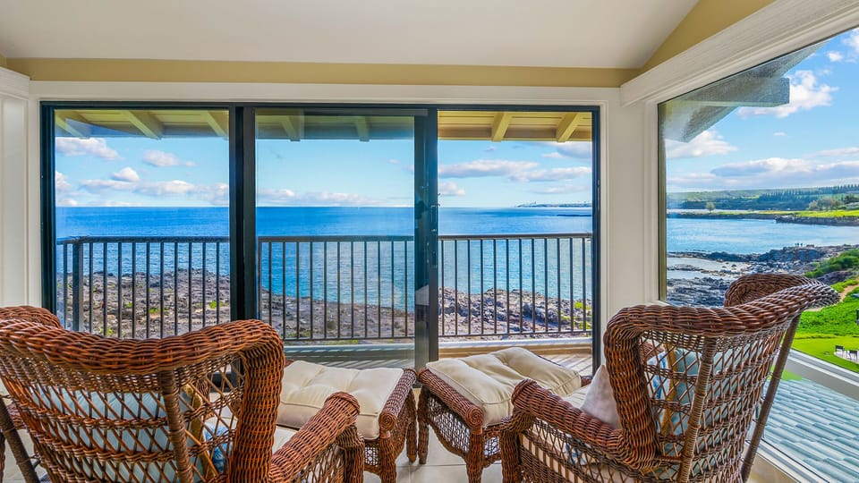 Kapalua Bay Villas #34B2 - Master Bedroom Seating Area Ocean Views - Parrish Maui