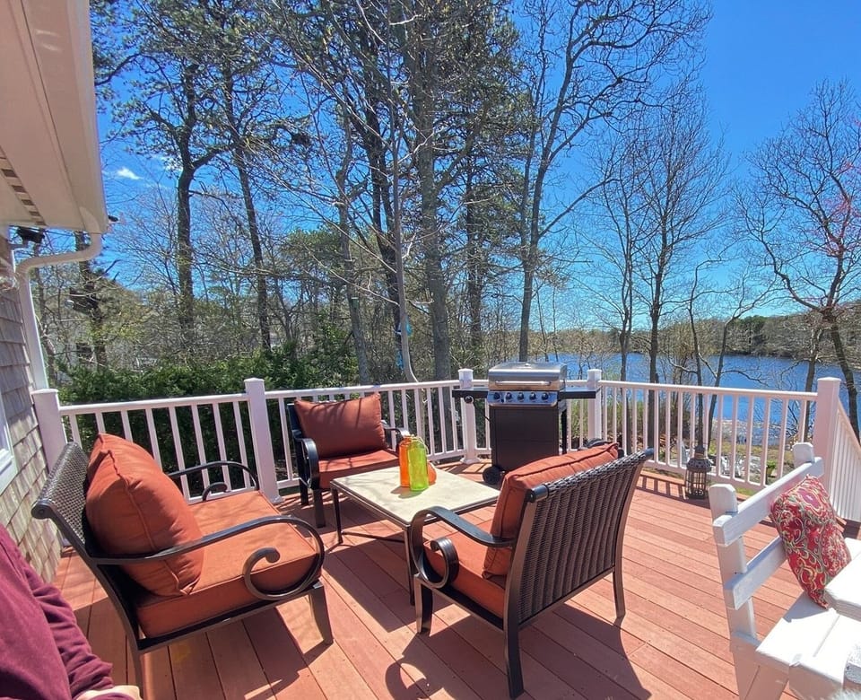 Back porch facing the pond.