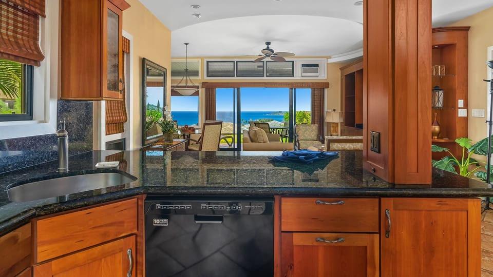 Kapalua Ridge Villas #1511 - Kitchen Ocean Views - Parrish Maui