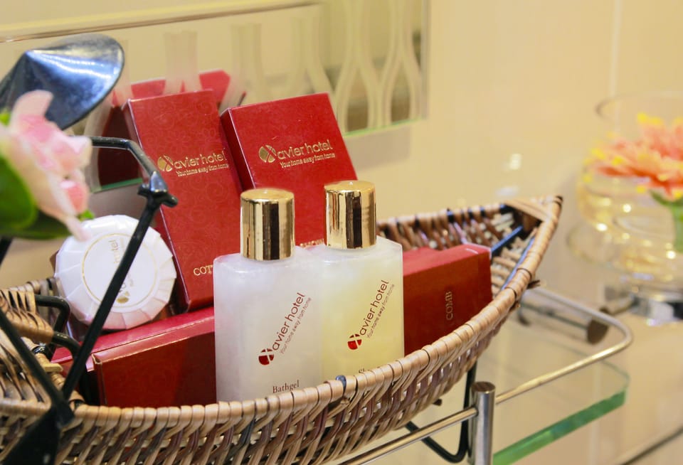 Shower, free toiletries, hair dryer, slippers