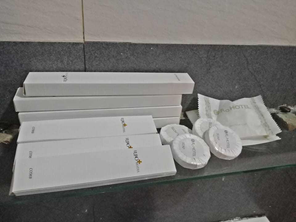 Shower, free toiletries, hair dryer, slippers