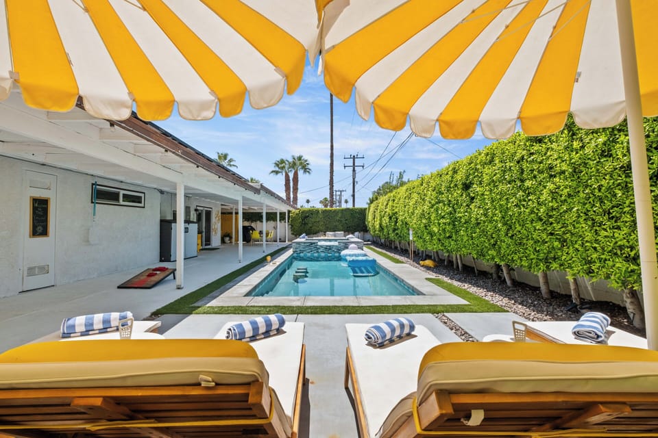 Escape to The Yellow Retreat! Enjoy our private pool & SPA oasis, shaded by a cheerful yellow awning