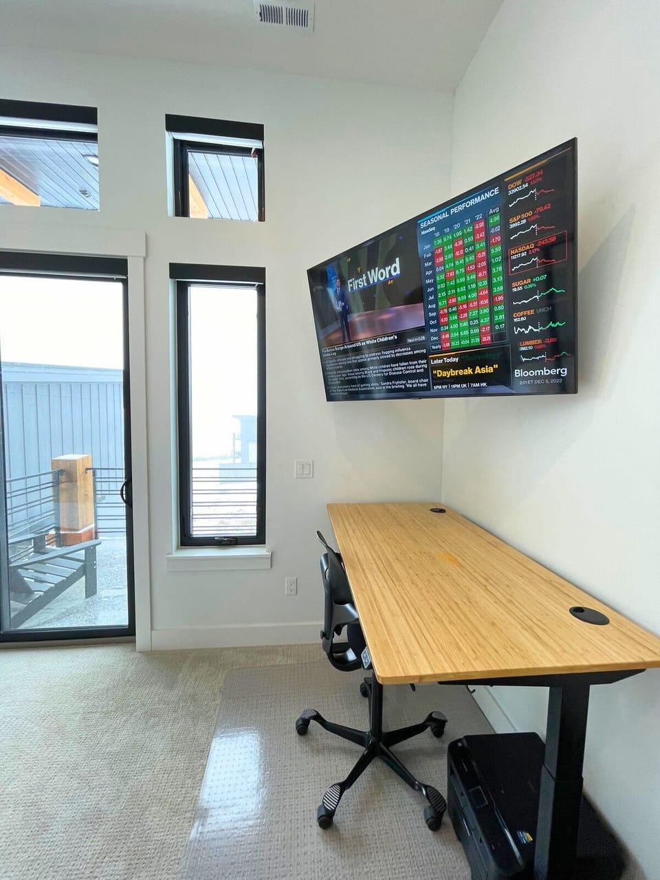 Master Bedroom has an automated standing desk and wireless printer