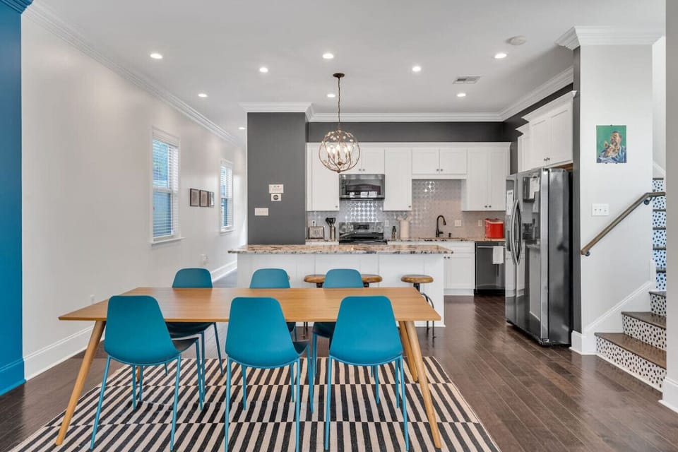 Open concept kitchen/dining/living room area