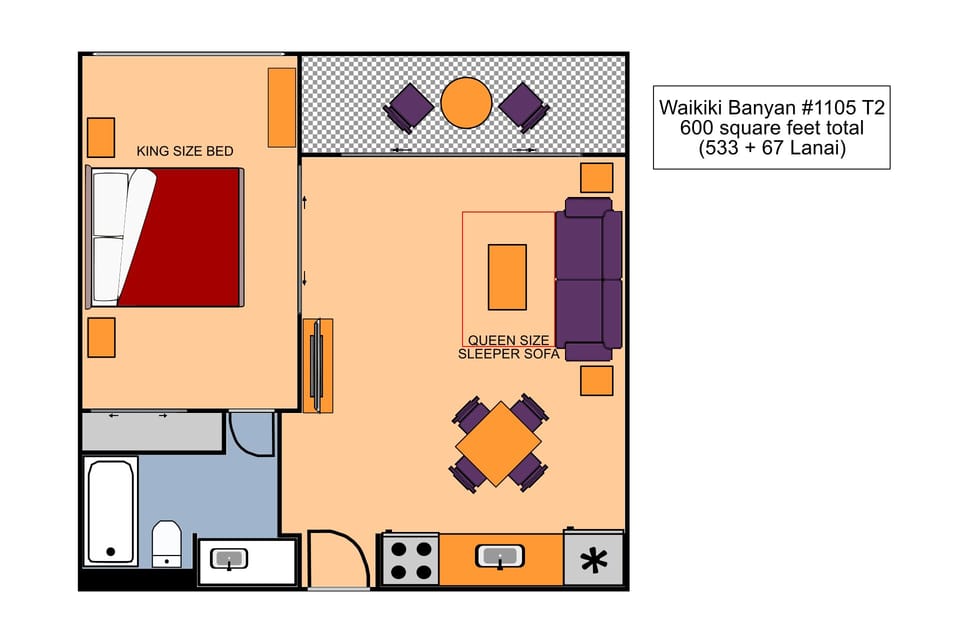Waikiki Banyan #1105-T2 Floor Plan