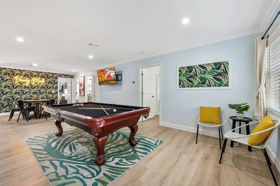 Cozy corner for relaxing by pool table