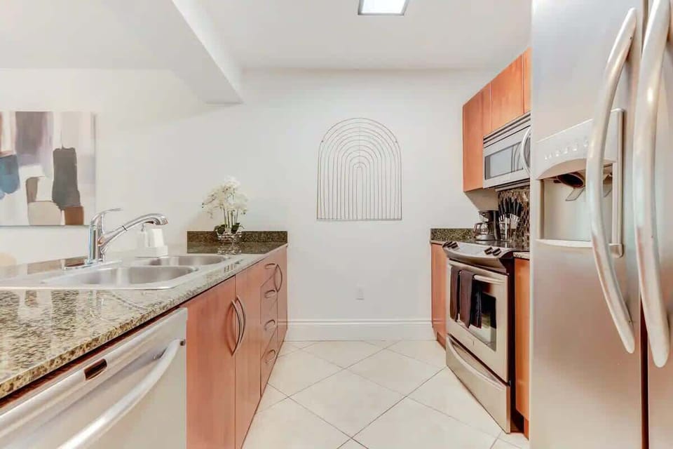 Fully equipped kitchen with complete set of cookware