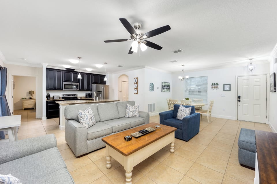 Open concept and sofa sleeper queen size.
