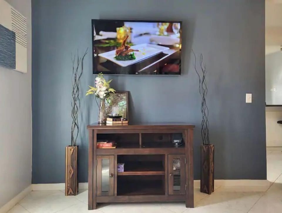 Tv mounted in living room
