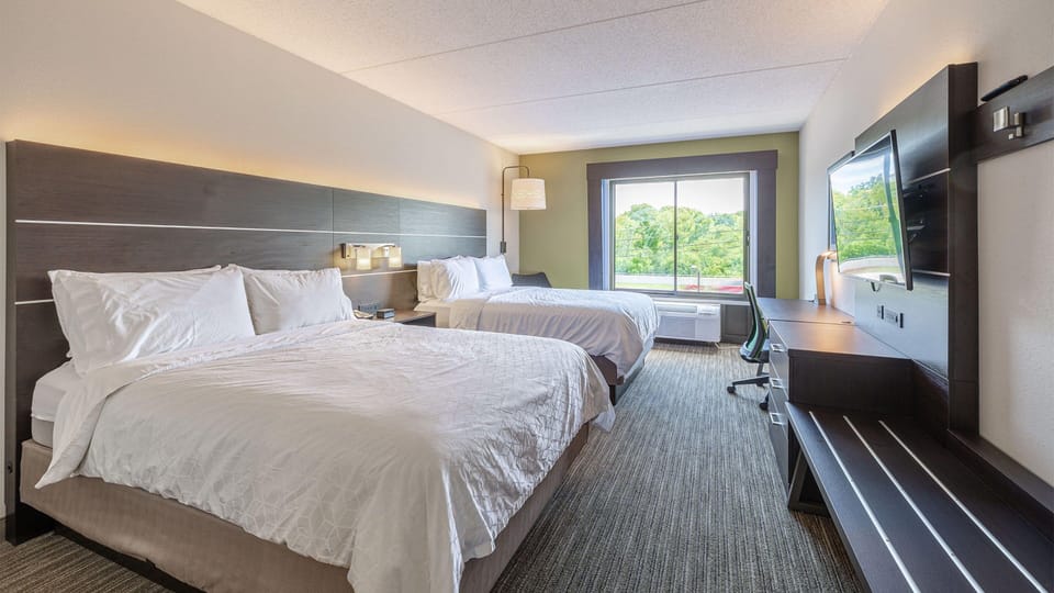 Standard Room, 2 Queen Beds | In-room safe, desk, laptop workspace, blackout drapes