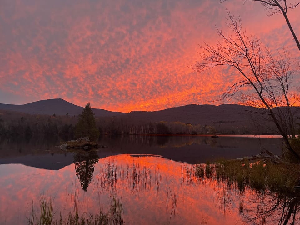 Sunset on Kent Pond 1 mile away.Great spot for fishing, kayaking, ice skating