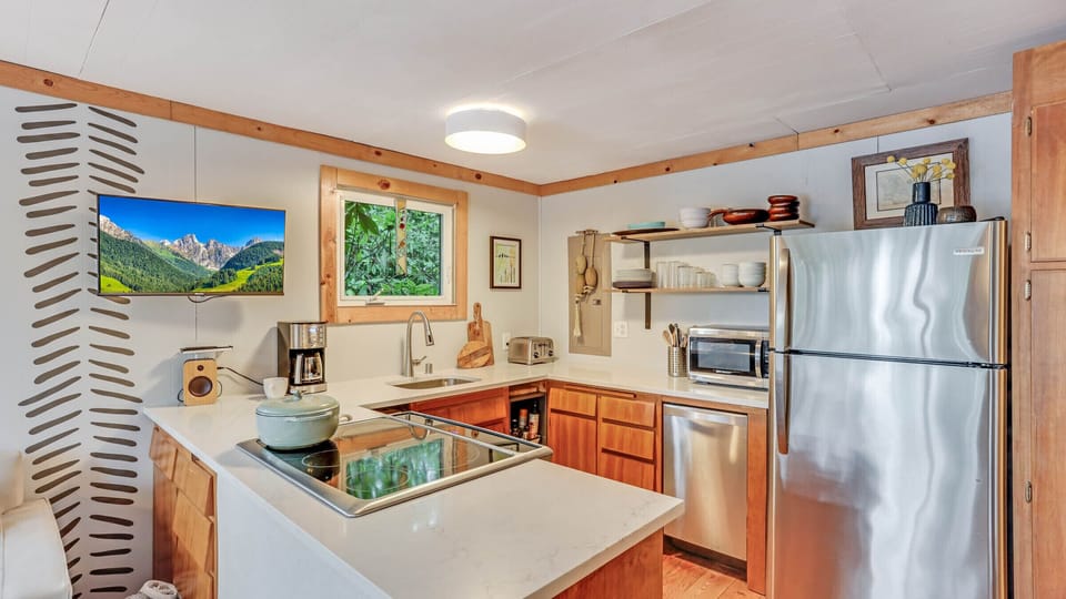 The well stocked kitchen is ready for you to create! 