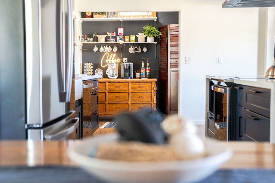 Enjoy a cup of joe (coffee) at the Coffee Bar trimmed with all the fixings! 