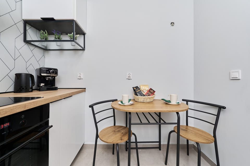 Kitchenette with dining table. 