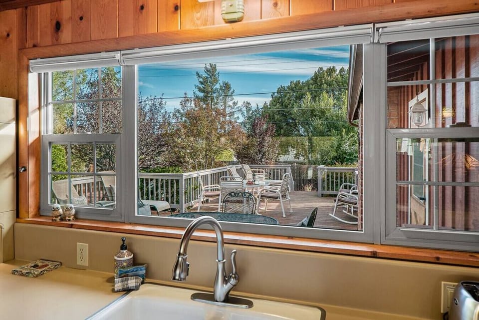 Beautiful view for deck from kitchen window