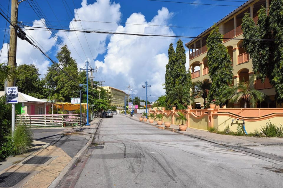 View of Terraces on the right and the gap leading to the beach to the left