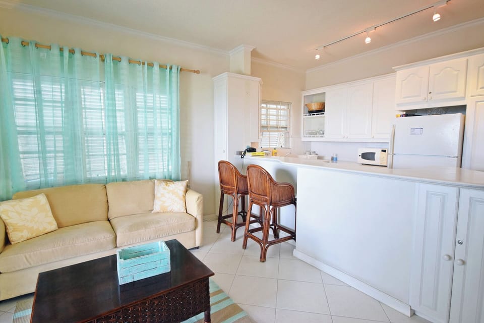 Comfortable living area with breakfast bar