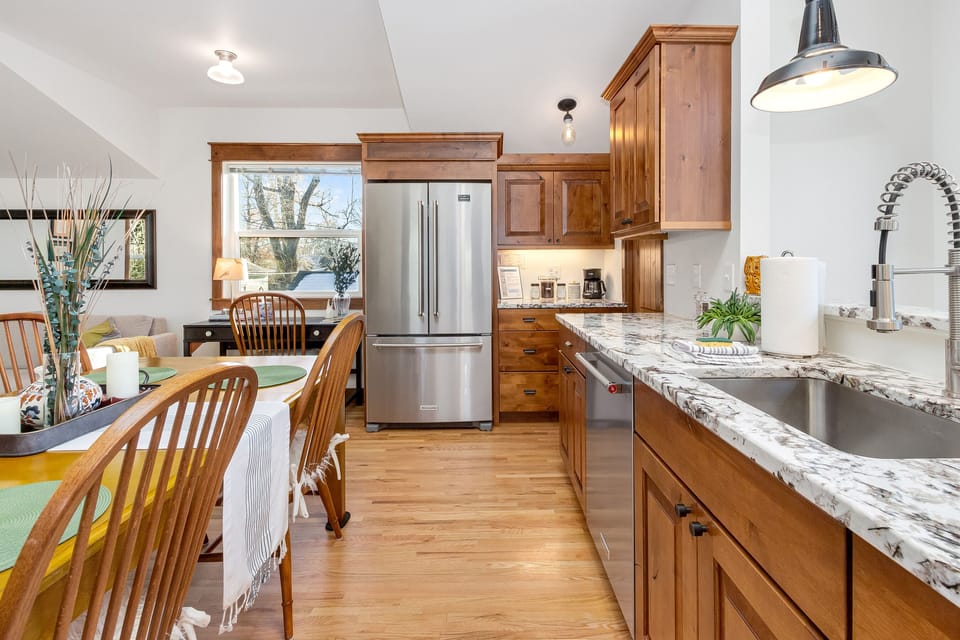Apartment, 1 King Bed with Sofa bed, Patio, Garden View (722 Mathews St.) | Private kitchen | Fridge, microwave, dishwasher, coffee/tea maker