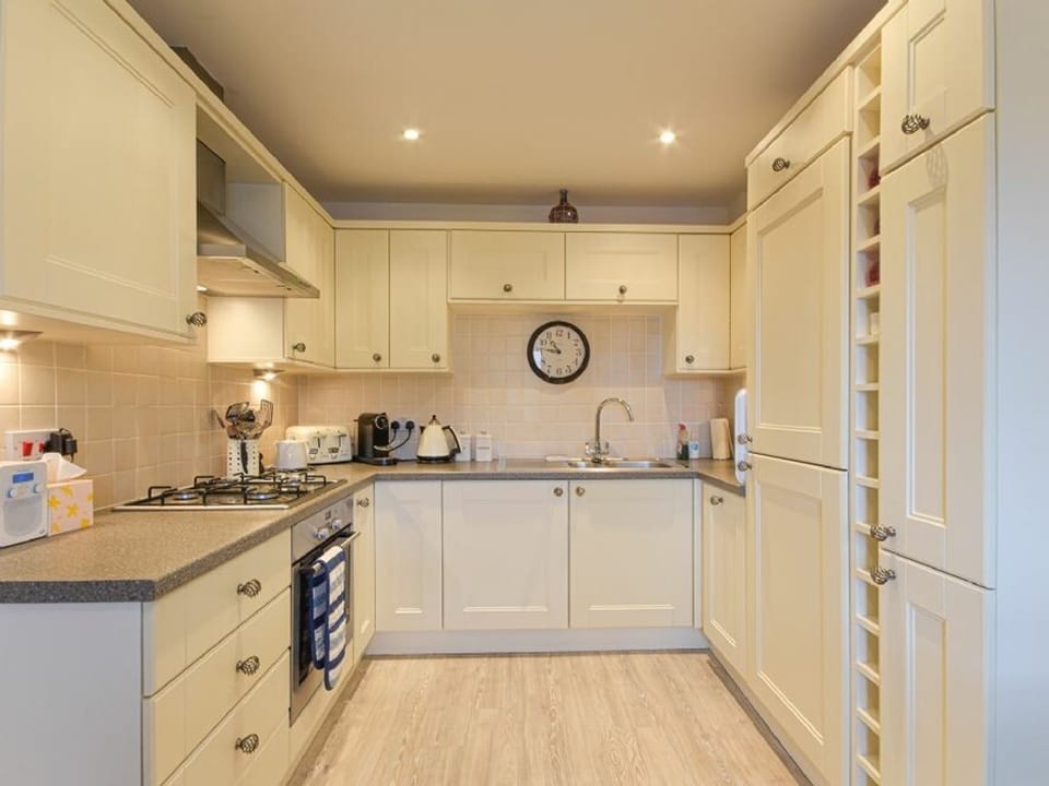 Fridge, dishwasher, electric kettle, toaster