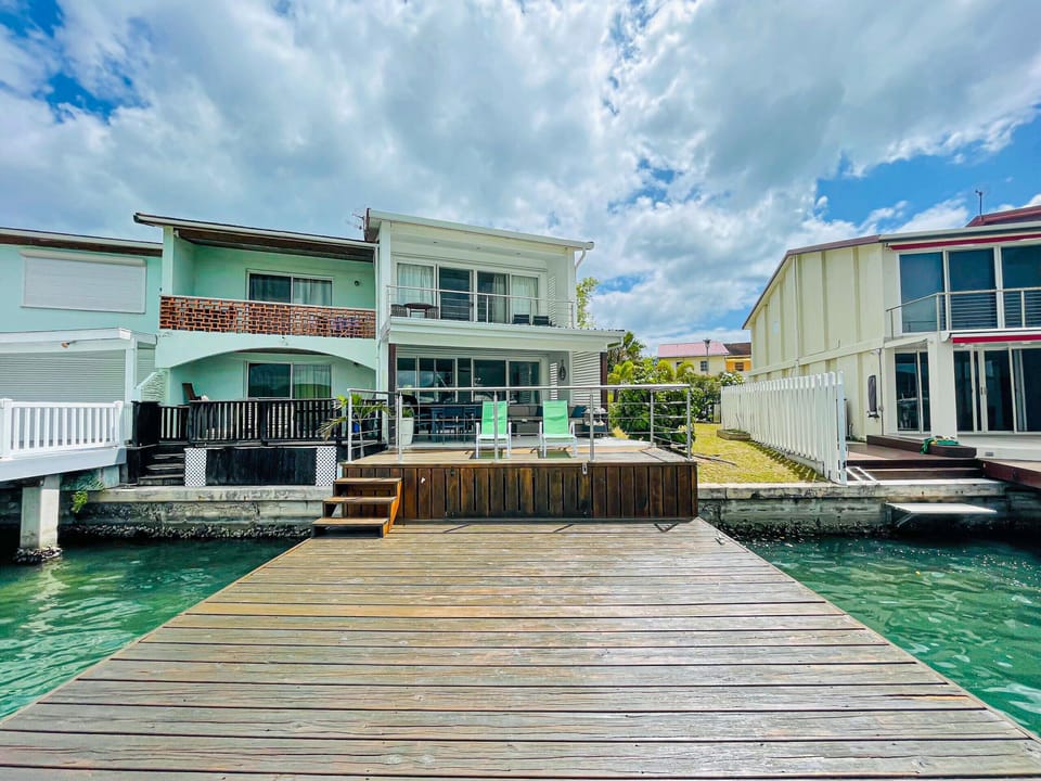 Alfresco dining, extended decking, shaded verandah at Jolly Harbour 