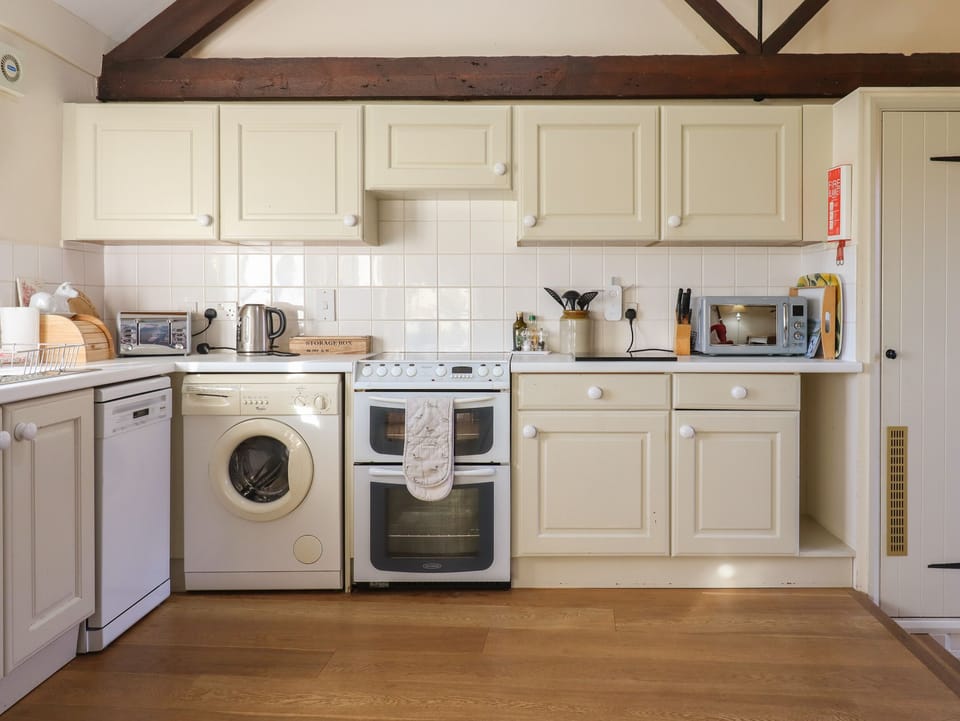 Fridge, dishwasher, electric kettle, toaster