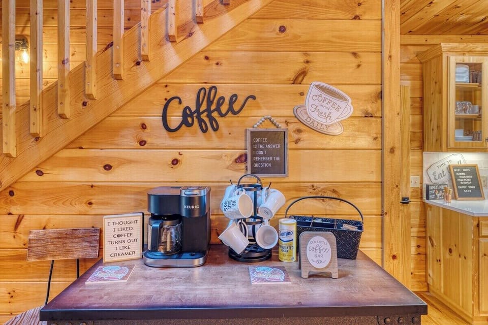 You'll find all you need to get your day going at the fully stocked coffee bar.