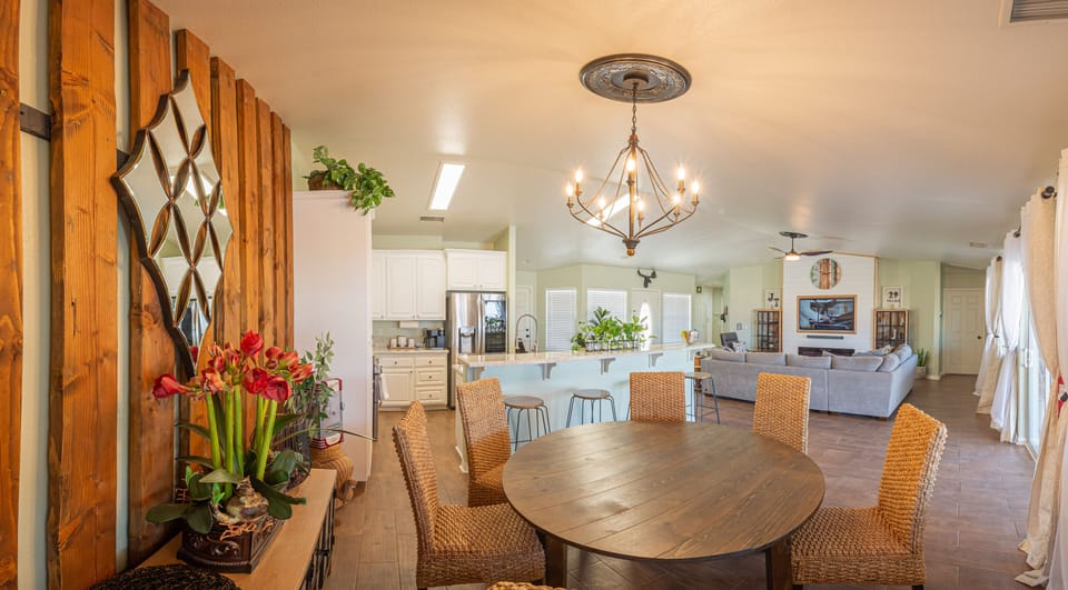 Dining room - seating for 6 around a beautiful circular table + 4 bar stools