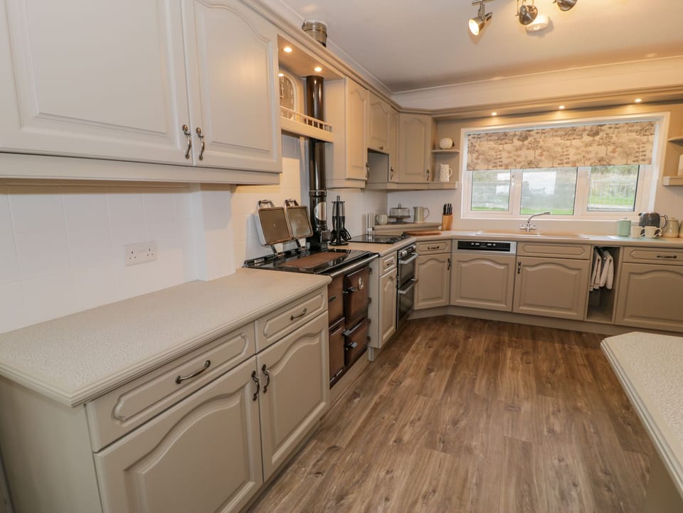 Fridge, dishwasher, cookware/dishes/utensils