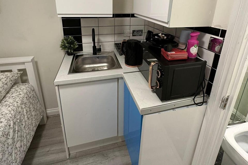 Fridge, microwave, electric kettle