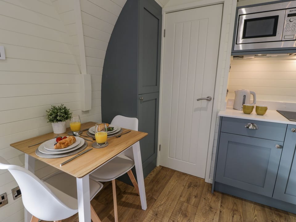Fridge, electric kettle, toaster, cookware/dishes/utensils